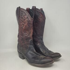 Dan Post Western Boots Mens 8.5D Brown Lizard Leather Cowboy Rodeo Ranch P2394
